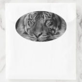 Sticker Ovale Tigre noir et blanc (Sac)