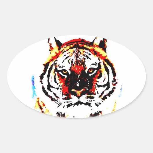 Sticker Ovale Tigre sauvage (Devant)