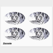 Sticker Ovale TigreBlanc (Feuille)