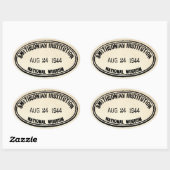 Sticker Ovale Timbre de bibliothèque Établissement Smithsonian 1 (Feuille)