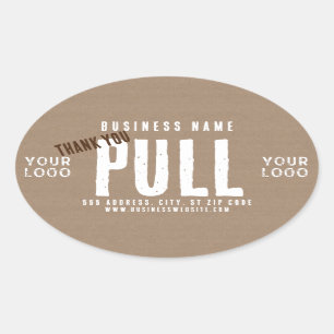 Sticker Ovale Tirer Merci Rustique Charme Kraft Papier