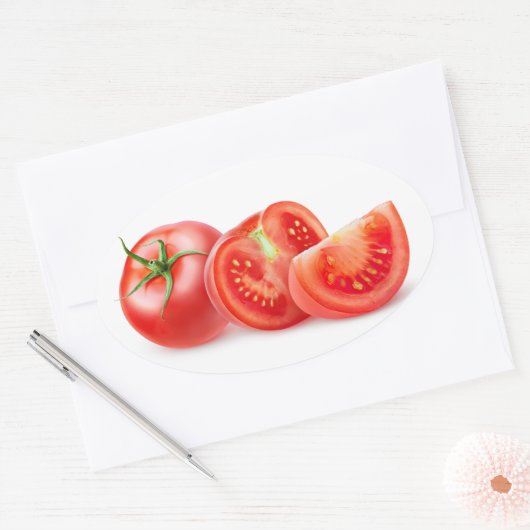 Sticker Ovale Tomate coupée (Enveloppe)