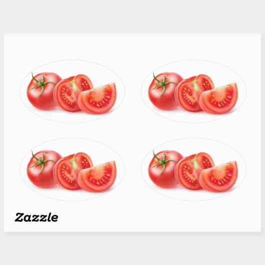 Sticker Ovale Tomate coupée (Feuille)