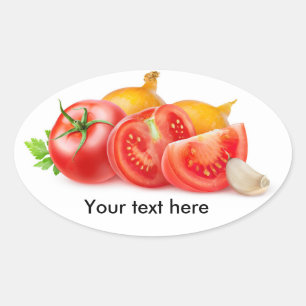 Sticker Ovale Tomates et oignons
