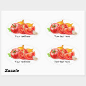 Sticker Ovale Tomates et oignons (Feuille)
