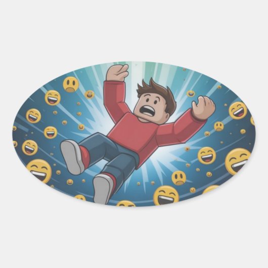 Sticker Ovale Tomber dans une bulle (Devant)