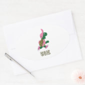 Sticker Ovale Tortue 50K - Rose (Enveloppe)