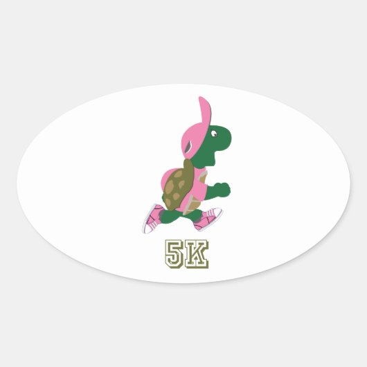 Sticker Ovale Tortue 5K - rose (Devant)