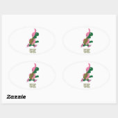 Sticker Ovale Tortue 5K - rose (Feuille)