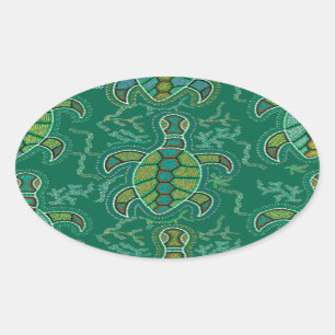 Sticker Ovale Tortue des Caraïbes