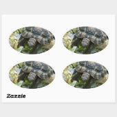 Sticker Ovale Tortue mignonne (Feuille)
