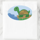Sticker Ovale Tortue près de l'étang (Sac)
