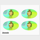 Sticker Ovale Tortue soif (Feuille)