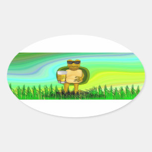 Sticker Ovale Tortue soif