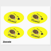 Sticker Ovale Tortue verte d'Hawaii (Feuille)