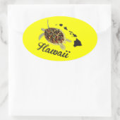 Sticker Ovale Tortue verte d'Hawaii (Sac)