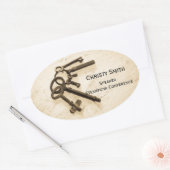 Sticker Ovale Touches de squelette d'antiquité désespérées sur l (Enveloppe)