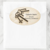 Sticker Ovale Touches de squelette d'antiquité désespérées sur l (Sac)