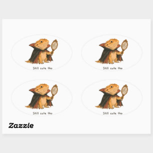Sticker Ovale Toujours mignon, l'art du dragon barbu vampire