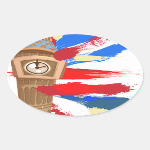 Sticker Ovale Tour de l'horloge Big Ben Westminster