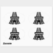 Sticker Ovale Tour Eiffel noir blanc Paris France Art (Feuille)