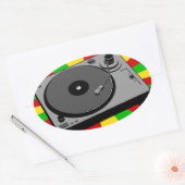 Sticker Ovale Tourne-disque Rasta (Enveloppe)