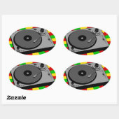 Sticker Ovale Tourne-disque Rasta (Feuille)