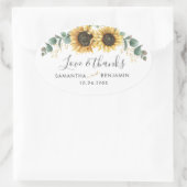 Sticker Ovale Tournesol Floral Eucalyptus Mariage Merci (Sac)