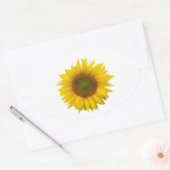 Sticker Ovale Tournesol rustique Jaune Floral (Enveloppe)