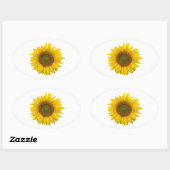 Sticker Ovale Tournesol rustique Jaune Floral (Feuille)
