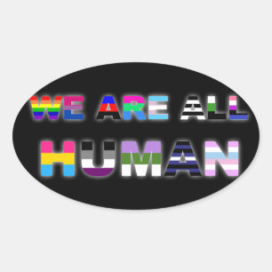 Sticker Ovale Tous les humains noirs