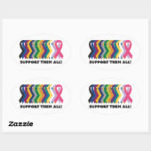 Sticker Ovale Toute la sensibilisation au cancer (Feuille)