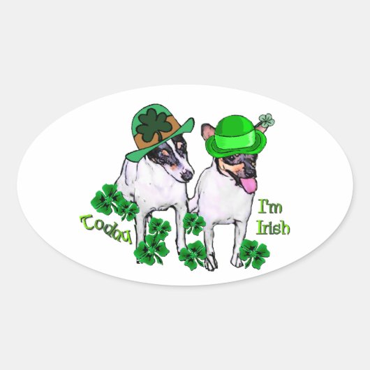 Sticker Ovale Toy Fox Terrier St Pattys (Devant)