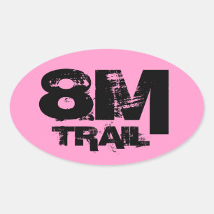 Sticker Ovale Trail De 8 Milles Courant Oval Decal Noir Sur Rose
