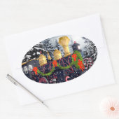 Sticker Ovale Train de Noël (Enveloppe)