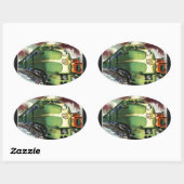 Sticker Ovale Train vintage (Feuille)