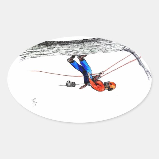 Sticker Ovale Tree Surgeon Arborist (Devant)
