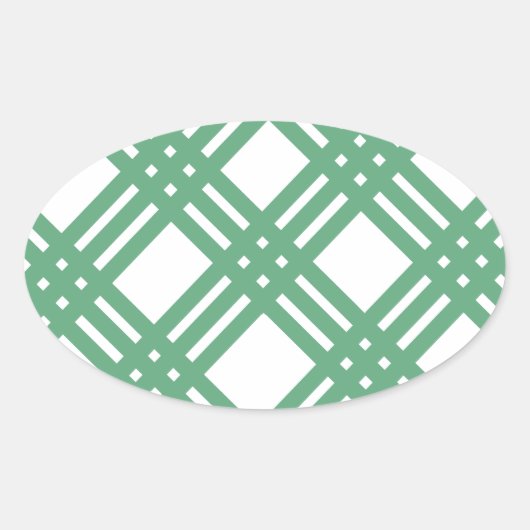 Sticker Ovale treillis vert et blanc (Devant)