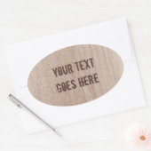 Sticker Ovale Trendy Distressed Texte Brown Bois Look (Enveloppe)