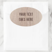Sticker Ovale Trendy Distressed Texte Brown Bois Look (Sac)