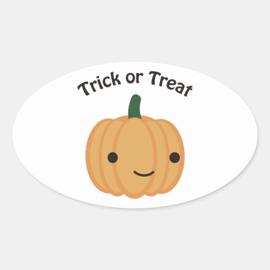 Sticker Ovale Trick ou traitement - Citrouille mignon (Devant)