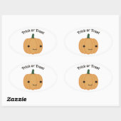 Sticker Ovale Trick ou traitement - Citrouille mignon (Feuille)