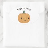 Sticker Ovale Trick ou traitement - Citrouille mignon (Sac)