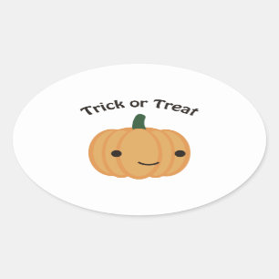 Sticker Ovale Trick ou traitement - Citrouille mignon