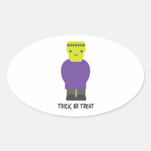 Sticker Ovale Trick ou traitement - Cute Frankenstein (Devant)