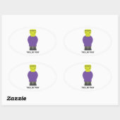Sticker Ovale Trick ou traitement - Cute Frankenstein (Feuille)
