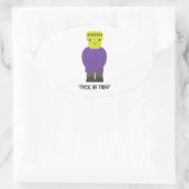 Sticker Ovale Trick ou traitement - Cute Frankenstein (Sac)