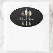 Sticker Ovale Trio de cuillères à fourche de couteau (Sac)