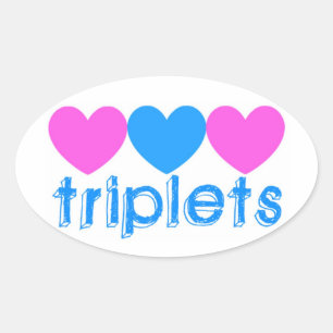 Sticker Ovale Triplet Deux Filles Un Garçon