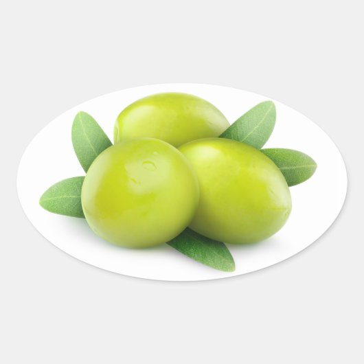Sticker Ovale Trois olives vertes (Devant)